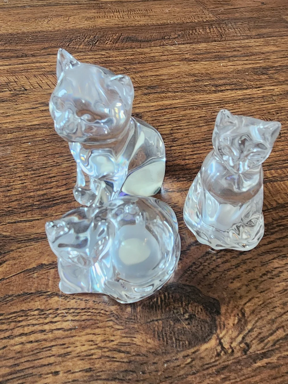 Crystal Cat Salt And Pepper Shaker Set And Paper Weight